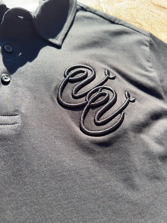 Black Embroidered Logo Polo - Vivid Vision