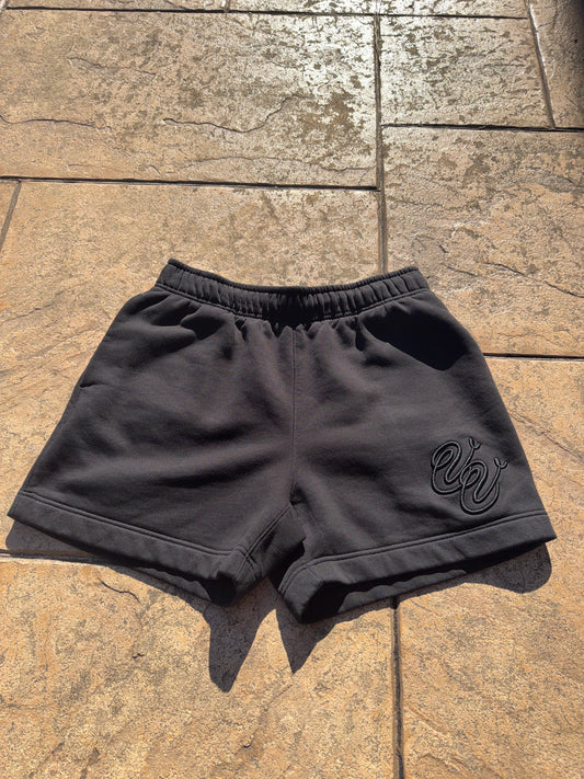 Black Embroidered Logo Short