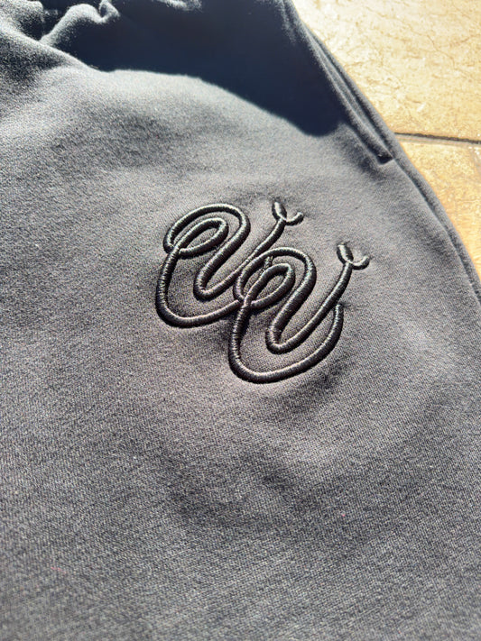 Black Embroidered Logo Sweatpants
