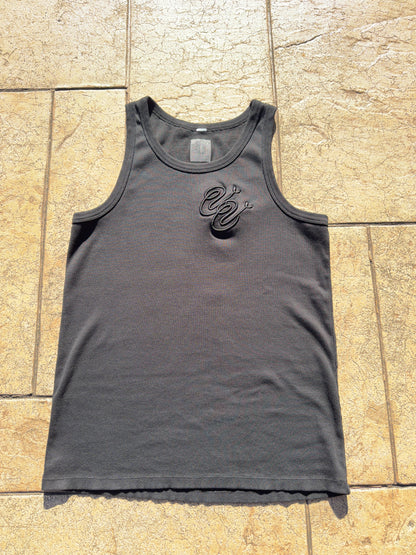 Black Embroidered Logo Muscle Shirt