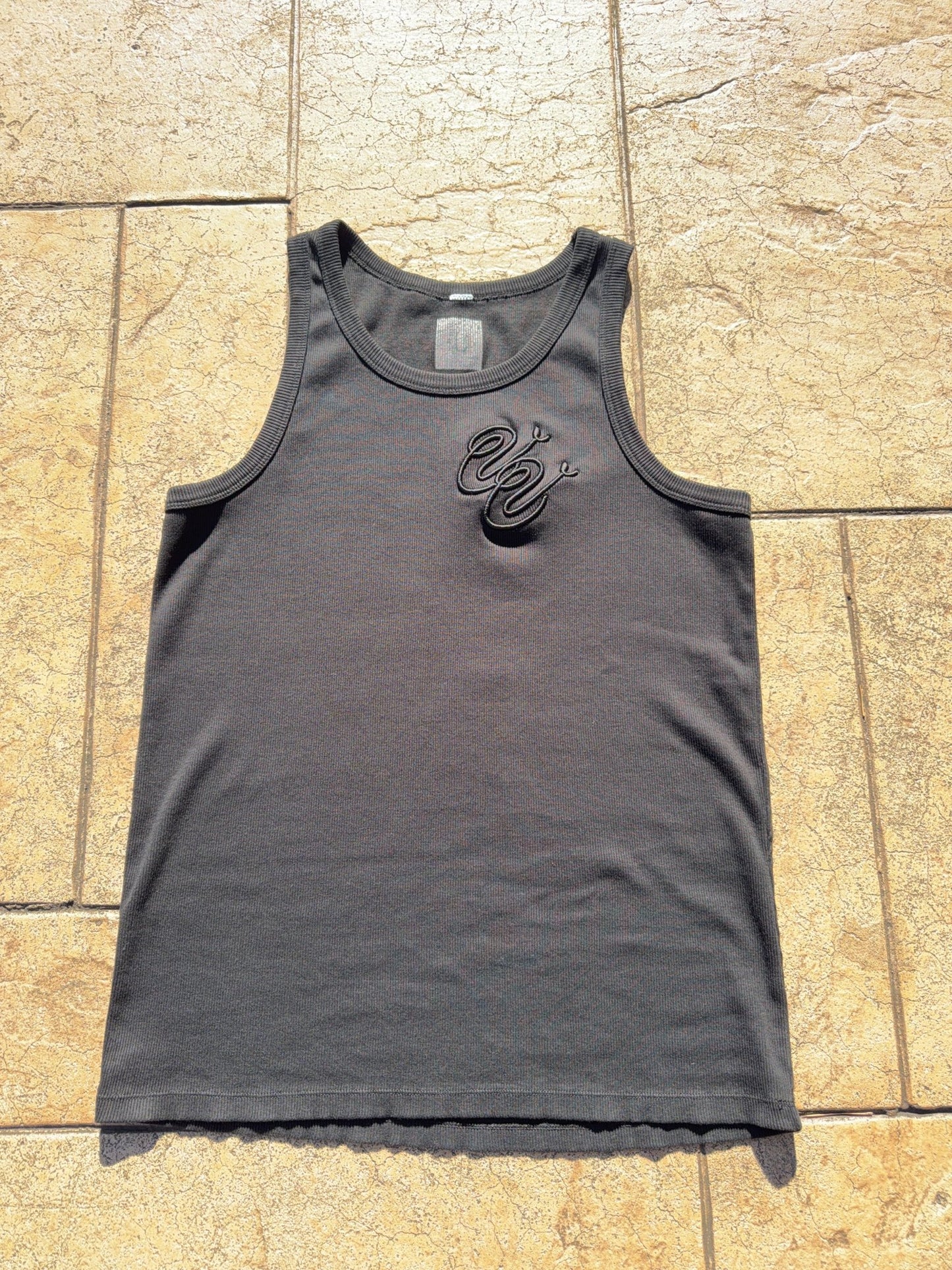 Black Embroidered Logo Muscle Shirt - Vivid Vision