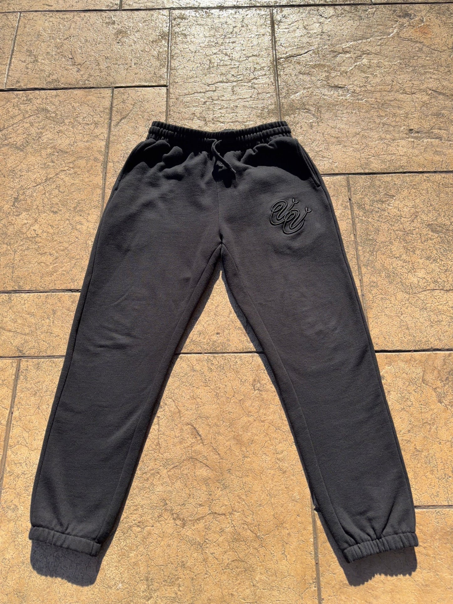 Black Embroidered Logo Sweatpants - Vivid Vision